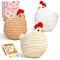 Art & Gift; Crochet Kit for Beginners, Crochet Starter Kits for Adults Amigurumi Craft Knitting Crochet Animals Kits with Step-by-Step Video Tutorials, 3 Pcs Chicken (40%+ Yarn) & Organizer Storage Tote Bag; Category:Crochet Kits; Image:3